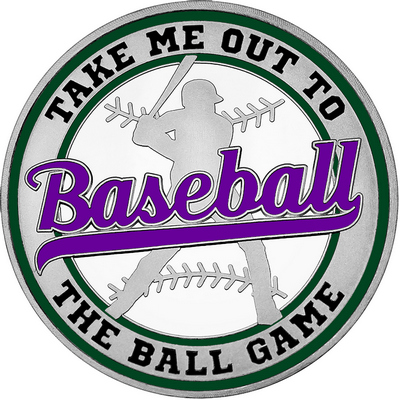 Purple "Baseball" with Dark Green Outer Circular Borders